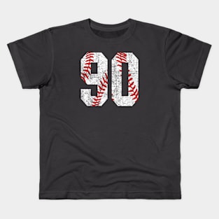 Vintage #90 Baseball Laces Baseball Mom Jersey Love Baseball Kids T-Shirt